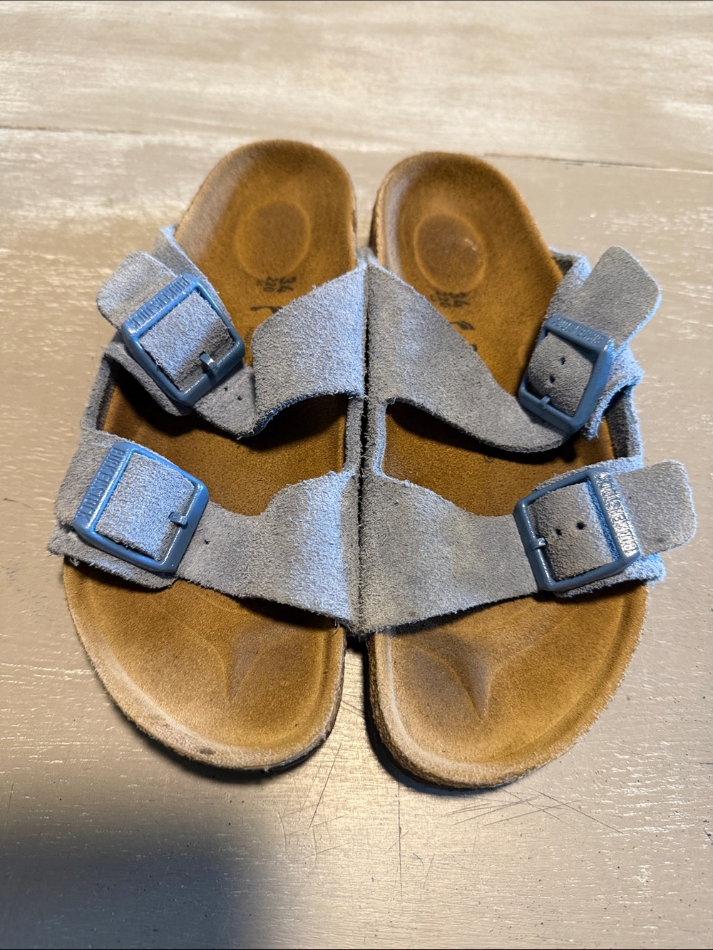 Birkenstock Kids Suede Double-Strap Sandals in Light Blue